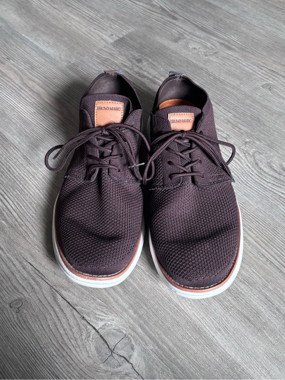 Bruno Marc Men's Knit Lace-Up Sneakers in Dark Brown